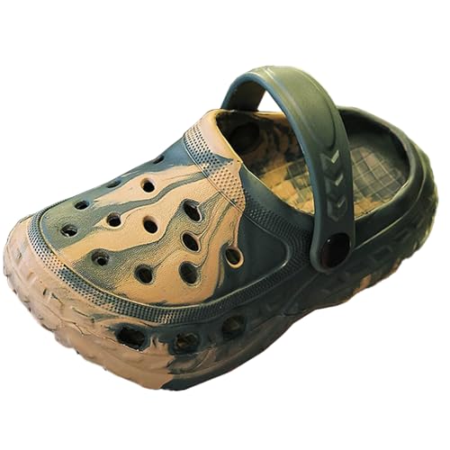 QIYUANT Kinder Clogs Pantoletten Jungen Mädchen Hausschuhe Sandalen rutschfest Atmungsaktiv Eva Leicht Gartenschuhe Kleinkinder Surfen Sommer Schuhe Badeschuhe rutschfeste Pantoffeln Grün 32-33 von QIYUANT