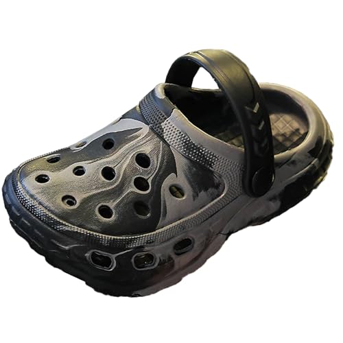 QIYUANT Kinder Clogs Pantoletten Jungen Mädchen Hausschuhe Sandalen rutschfest Atmungsaktiv Eva Leicht Gartenschuhe Kleinkinder Surfen Sommer Schuhe Badeschuhe rutschfeste Pantoffeln Schwarz 30-31 von QIYUANT