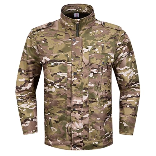 QIYUANT Kinder Outdoor Taktische Kleidung Tarnjacke & Hosen Sets Stehkragen Fleece Gefüttert Airsoft Militär Camouflage Winter Kampf Wandern Jagd Camping für Junge Mädchen (CP/Jacke, 140) von QIYUANT