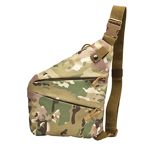 QIYUANT Militär Brusttasche Taktisch Anti-Diebstahl Sling Schultertasche Klein 800D Wasserdicht Nylon Umhängetasche Outdoor Crossbody Tasche für Reisen Joggen Radfahren Trekking - CP Camo von QIYUANT