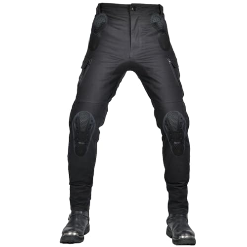 QIYUANT Motorradhose Herren Motorrad Jeans Reiten Schutzhose Cargohose mit Atmungsaktivem Reißverschluss Sommer Casual Damen Jeanshose mit Abnehmbar Verbesserter Rüstung Protektoren (Schwarz, 4XL) von QIYUANT