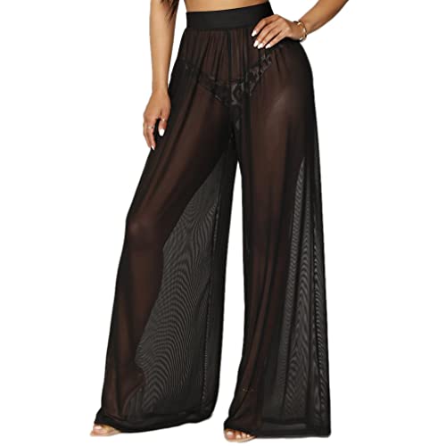 Qiyun.z Damen Sommer Strand Sexy durchsichtige Netzhose durchsichtig Bikini Bottom Badeanzug vertuschen schwarz XL von Qiyun.z