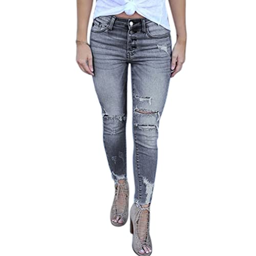 Qiyun.z Ripped Jeans for Women,Skinny Stretch High Waisted Destroyed Denim Pants Black M von Qiyun.z