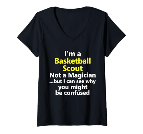 Damen Basketball Scout Scouting Team Job Karriere Analyst T-Shirt mit V-Ausschnitt von QJBZSTjBLWJHBSY Creations Co