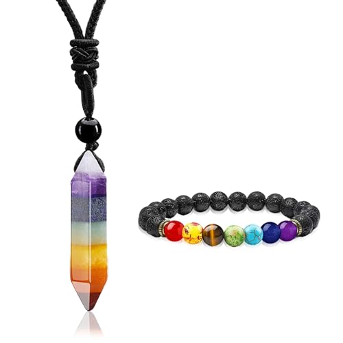 QJFHURB Chakra Kette Heilsteine Kette Edelstein Kette Edelsteine Heilsteine Edelstein Anhänger 7 Chakra Halskette Chakra Schmuck Heilstein Kette Kristall Kette Heilsteine Chakra Mit Chakra Armband von QJFHURB