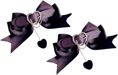 Haarspangen, Krallenklammern, Krallenklammern for dickes Haar, 2 Stück Haarspange mit Kette for heiße Mädchen, kleine Haarspange in Schleifenform, Pferdeschwanz-Haarspangen for Teenager-Mädchen von QJFORU