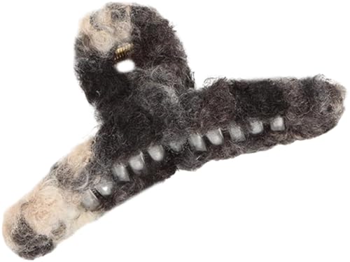 Haarspangen, Krallenklammern, Krallenklammern for dickes Haar, Haarklammer for Frauen, Krallenklammer, Haarbananenklammer, Backenklemme, Plüsch-Haarklammern, Damen-Haar-Accessoires(Black) von QJFORU
