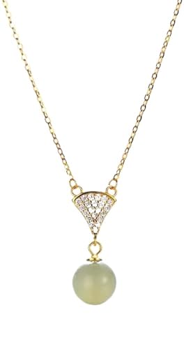 QJFORU Silberne Jade Halskette, Jade Anhänger, Elegante Damen Hetian Jade Halskette Sterling Silber vergoldet grüner Perlenanhänger Jubiläumsschmuck for Sie QJFORU Silberne Jade Halskette, Jade Anhänger, Elegante Damen Hetian Jade Halskette Sterling Silber vergoldet grüner Perlenanhänger Jubiläumsschmuck for Sie von QJFORU