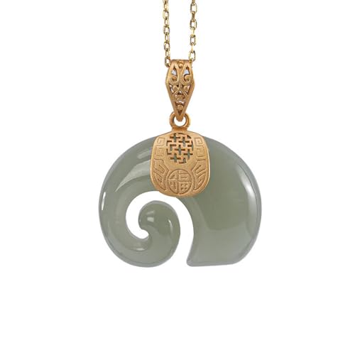 QJFORU Silberne Jade Halskette, Jade Anhänger, Hetian Jade Elefant Anhänger Halskette for Frauen, Sterling Silber vergoldet Naturschmuck for Frau, Mutter und Tochter QJFORU Silberne Jade Halskette, Jade Anhänger, Hetian Jade Elefant Anhänger Halskette for Frauen, Sterling Silber vergoldet Naturschmuck for Frau, Mutter und Tochter von QJFORU