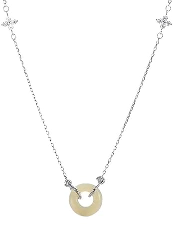 QJFORU Silberne Jade-Halskette, Jade-Anhänger, Sterling-Silber-Glückskreis-Jade-Halskette for Damen, Hetian-Fengshui-Schmuck for Ehefrau, Mutter und Tochter QJFORU Silberne Jade-Halskette, Jade-Anhänger, Sterling-Silber-Glückskreis-Jade-Halskette for Damen, Hetian-Fengshui-Schmuck for Ehefrau, Mutter und Tochter von QJFORU