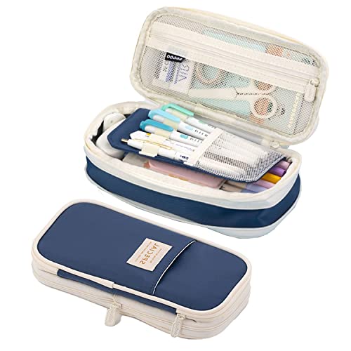 QJIRZB Ästhetisches Federmäppchen mit großer Kapazität – niedliches großes Schreibwaren-Federmäppchen, Grundschulutensilien für adrette Teenager-Mädchen, blau, Anime von QJIRZB