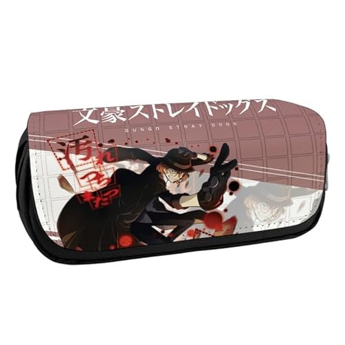 QJIRZB Anime Bungo Stray Dogs Stiftetasche, Anime-Schüler-Federmäppchen, tragbares Schreibwarenetui, Münztasche, Bürobedarf-Organizer für Teenager und Kinder, Typ 3, 20*9*6.5cm, Anime von QJIRZB