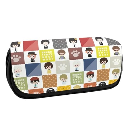 QJIRZB Bungo Stray Dogs Anime Federmäppchen für Münzen, Büro, Schreibwaren, Organizer für Teenager, Kinder, Anime-Fans, Mädchen, Jungen, Schulbedarf, Geschenk, Typ 9, 20*9*6.5cm, Federmäppchen von QJIRZB