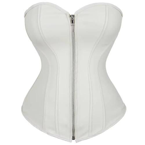 QJIRZB Leder-Korsett, Bustier, Reißverschluss, Biker-Mädchen-Kostüm, Damen, beige, 32 QJIRZB Leder-Korsett, Bustier, Reißverschluss, Biker-Mädchen-Kostüm, Damen, beige, 32 von QJIRZB