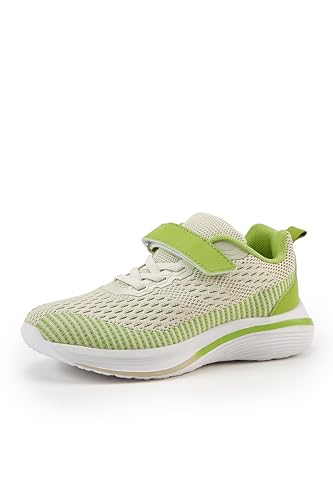 QJOY Turnschuhe Jungen Mädchen Sportschuhe Kinder Hallenschuhe Laufschuhe Sneaker Fitnessschuhe Leichte Atmungsaktiv Turnschuhe Outdoor Laufschuhe Grün 30EU von QJOY