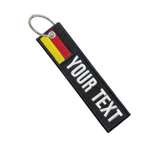 QJS PATCH Personalisierter Schlüsselanhänger, benutzerdefinierter Schlüsselanhänger, benutzerdefinierte bestickte Nummer Schlüsselanhänger - Schlüsselanhänger Zubehör (German Flag) von QJS PATCH