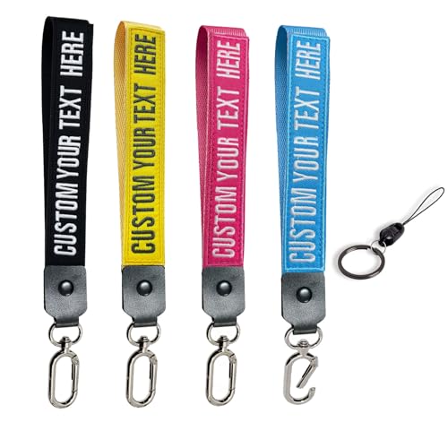 QJS PATCH Personalisierter Stickarmband-Schlüsselanhänger – Individueller Namensetikett-Gurt für Schlüssel, Taschen & Handys – Strapseil für Männer, Frauen & Studenten von QJS PATCH