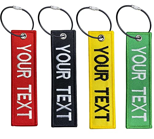 QJS PATCH Stickerei-Gepäckanhänger, personalisierte Reisekoffer, Etiketten, Etiketten, Schlaufen, individuelles Namensgepäck mit Edelstahlschlaufe (Rechteck) von QJS PATCH