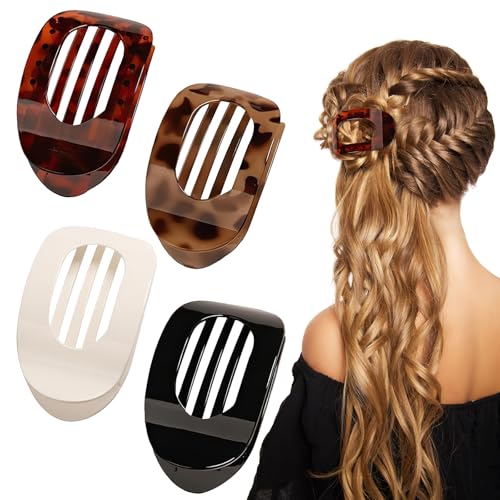 Flache Haarspangen für Frauen, flache Haarspangen, starker Halt, große gebogene Haarspange für dünnes Haar, gebogenes Design, französische Haarspange, Zubehör für Damen und Mädchen, Weiß, 4 Stück Flache Haarspangen für Frauen, flache Haarspangen, starker Halt, große gebogene Haarspange für dünnes Haar, gebogenes Design, französische Haarspange, Zubehör für Damen und Mädchen, Weiß, 4 Stück von QKEINV