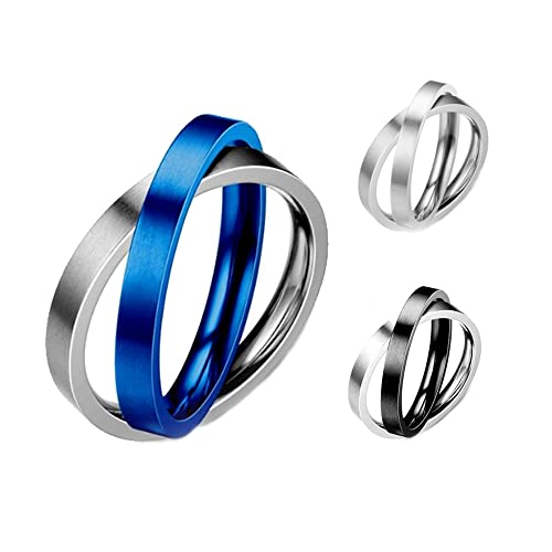 QKEPCY 3 Stücke Edelstahl Ringe für Herren Damen Angst Ring für Herren mit Doppelring Spinner Ring Verlobungsringe Vintage Fidget Ring Drehbarer Ringe Freundschaftsring für Männer Damen (7) von QKEPCY