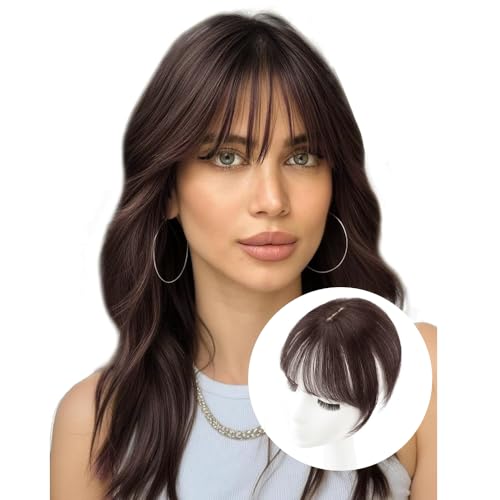 QKEPCY 3D Air Bangs Extension Clip In Pony Haarteil Echthaar Front Hair Air Bangs mit Schläfen Remy Fringe One Piece Clip in Pony Natürliche Bangs für Frauen von QKEPCY