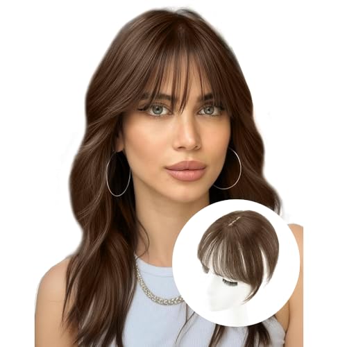 QKEPCY 3D Air Bangs Extension Clip In Pony Haarteil Echthaar Front Hair Mit Schläfen Remy Fringe One Piece Clip in Natürliche Für Frauen von QKEPCY