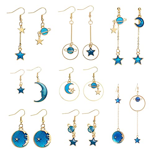 QKEPCY 8 Paare Mond Stern Ohrringe Set - Verschiedene Stud Hoops Baumeln Quaste für Damen Mädchen - Einfache Nette Geschenke für Mama Mutter von QKEPCY