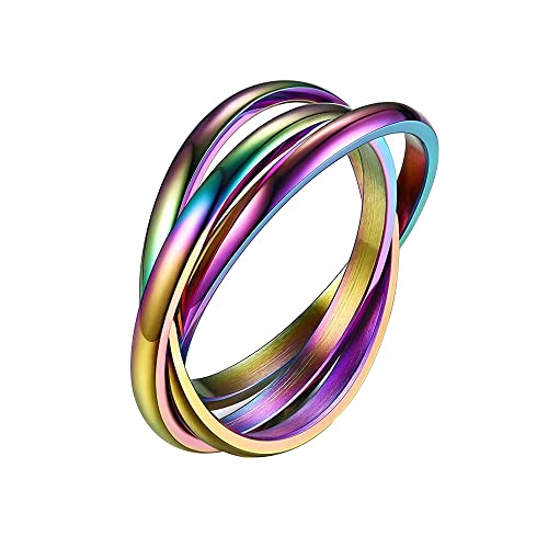 QKEPCY Angst Ring für Damen - Kreuz Spinning Edelstahl Knoten Infinity Fidget Ringe - Dünne Stapelbare Anti-Stress Anxiety Zappel Schmuck Geschenk (7, Mehrfarbig) von QKEPCY