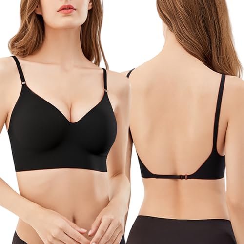 QKEPCY BH Damen Ohne Bügel Zero Feel Bequemer Nahtloser Push up BH Multiway Träger mit Weicher Unterstützung für Rückenfreie Kleider (M) von QKEPCY