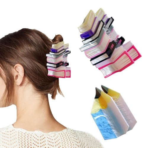 QKEPCY Buch-Haarklammern Bücherregal-Haarklammern Lehrer-Haarspangen Schulanfangs-Haarspangen für dünnes Wertschätzungsgeschenk (Rosa Buch + himmelblauer Bleistift) von QKEPCY