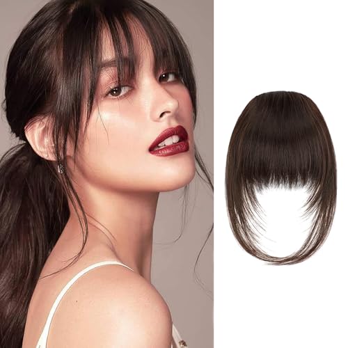 QKEPCY Clip in Bangs Clip in Pony Clip in Fransen Echthaarverlängerungen mit Schläfen Remy Fringe Haarteil Echthaar in Bangs Fringe Extensions Natürliche Bangs für Frauen von QKEPCY