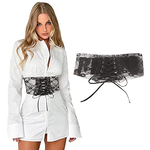 QKEPCY Damen Schnürkorsett Frauen Tied Waspie Gürtel Retro Schnürgürtel Korsett Elastische Taille Gürtel Elastisch Breites Band für Mädchen Halloween Party Punk Tägliches Tragen (Type B) von QKEPCY