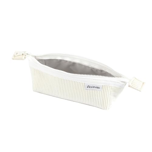 QKEPCY Rechteckige Cord Federtasche Stiftetasche Kosmetiktasche Reißverschluss Schreibwaren Aufbewahrung Schule Büro Zubehör von QKEPCY