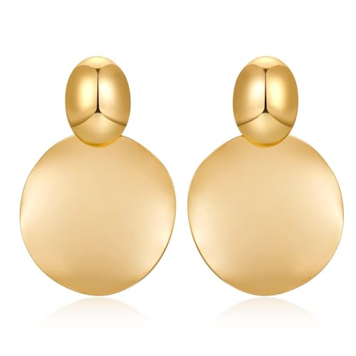 QKEPCY Goldene Ohrringe Damen Handmade Runde Ohrringe Simulierte Gold-Ohrringe Earrings Modeschmuck für Frauen und Mädchen von QKEPCY