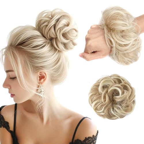 QKEPCY Haar Extensions Dutt Haarteil Mit Gummiband Haarverlängerung Mädchen Haarteile Für Dünnes Haar Synthetisches Haarteil Haarreifen Zopf Geflochten Haarextension Geeignet(E) von QKEPCY