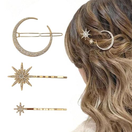 QKEPCY Haarspangen Damen Mondstern Schneeflocke Element Haarklammer Modisch und anspruchsvoll für Weihnachten Geburtstag Abschlussfeier von QKEPCY
