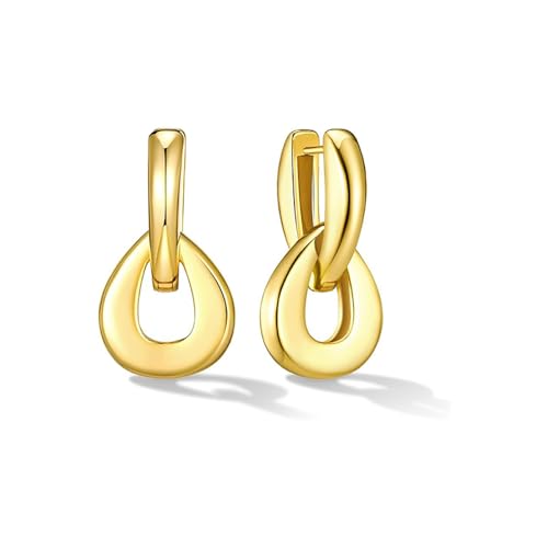 QKEPCY Hängende Ohrringe Gold Damen Abnehmbare Ohrringe Minimalistisches Goldene Hoop Ohrringe für Freundin Frau Hypoallergene Geschenke für Freundinnen Ehefrauen (Gold) von QKEPCY