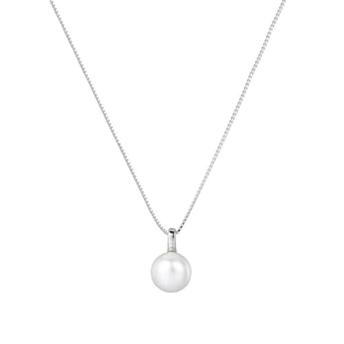 QKEPCY Elegante Perle Anhänger Halskette Silberkette Damen Schmuck Klassisch Zeitlos Hochwertig von QKEPCY