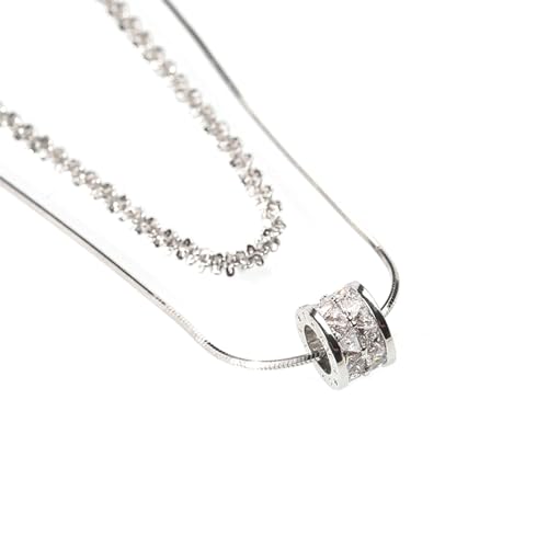 QKEPCY Kette Layered Damen Kette mit Anhänger Damen Personalisierte Kette Silber Damen Zarte Mehrreihige Halskette Hypoallergene Kette Modeschmuck für Frauen und Mädchen von QKEPCY