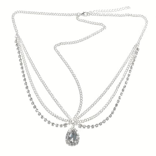 QKEPCY Kopfschmuck Damen Mädchen Gold Kopf Kette Boho Mittelalter Stirnband Vintage Strass Kristall Quaste Haarschmuck für Braut Hochzeit Haarkette Schmuck von QKEPCY