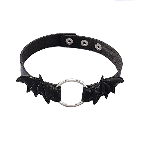 QKEPCY Leder Choker Metallschnalle Verstellbare,Punk Vampir Halskette,Gotisch Rock Choker Halskette verstellbar Für Frauen Mädchen Halloween-Accessoires (Type B) von QKEPCY