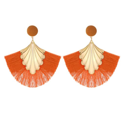 QKEPCY Ohrringe Damen Lange Quaste Fächer Ohrringe Quaste Tropfen Ohrringe Boho Ohrringe Metall Hypoallergene Leichte Aussage Ohrstecker Festival Schmuck für Frauen und Mädchen QKEPCY Ohrringe Damen Lange Quaste Fächer Ohrringe Quaste Tropfen Ohrringe Boho Ohrringe Metall Hypoallergene Leichte Aussage Ohrstecker Festival Schmuck für Frauen und Mädchen von QKEPCY