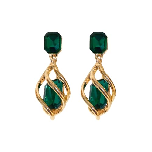 QKEPCY Spiralförmige Tropfen Ohrringe Kristall Schmuck Damen Elegant Hängend Ohrstecker Goldfarben Edel Luxuriös von QKEPCY
