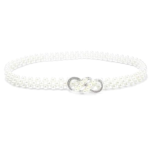 QKEPCY Perlen Gürtel Damen Eleganter Gürtel Elastischer Perlengürtel Schmaler Mode Großes Geschenk von QKEPCY