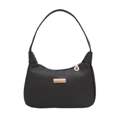 QKEPCY Umhängetasche Damen Handtasche Vintage 90s Women's Shoulder Bag Leder Tasche Kleine Mini Handtasche y2k Fashion Handtaschen für Frauen Reißverschlusstasche (Schwarz) von QKEPCY