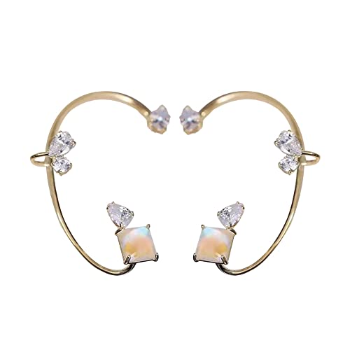 QPESRY 1 Paar Zirkonia Ohrring für Damen Exquisite Funkelnde Manschetten Ohrclips Ohne Ohrlöcher Ohr Manschette Frauen Ohrstecker Clip Ohrringe für Hochzeit Party (Gold) von QKEPCY