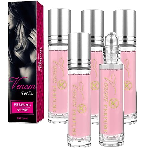 Aphrodite's Pheromone Perfume Venom, Aphrodite Phero Parfüm, Venom Scents Pheromone für Frauen, Velora Phero Parfüm, Aphrodite Parfüm, Lunex Phero Parfüm, Roller Ball (5Bottles Pink) von QKKO