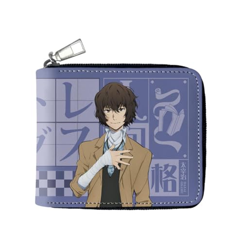 QKNTKF Bungo Stray Dogs 3D-Druck PU Leder Anime Nakahara Chuuya Geldbörsen Cartoon Dazai Osamu Geldbörse mit Reißverschluss Münzbörse Bifold Kurze Geldbörse Mädchen Jungen Geldbörse für Teenager, Typ von QKNTKF