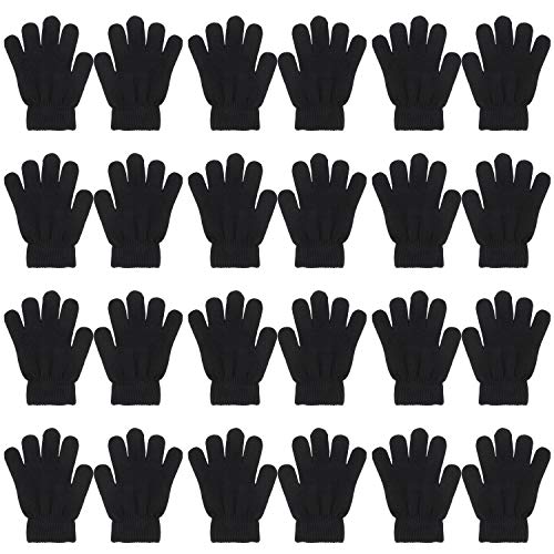 QKURT 12 Paare von Kinderhandschuhe, Magische Stretch Handschuhe Voller Finger Kinder Handschuhe für 5~13 Jahre alte Kinder Mädchen Jungen von QKURT