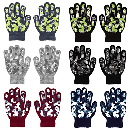 QKURT 6 Paare Kinderhandschuhe,Voller Finger Kinder Winterhandschuhe Strickhandschuhe Geeignet für Kinder im Alter von 10 bis 15 Jahren von QKURT